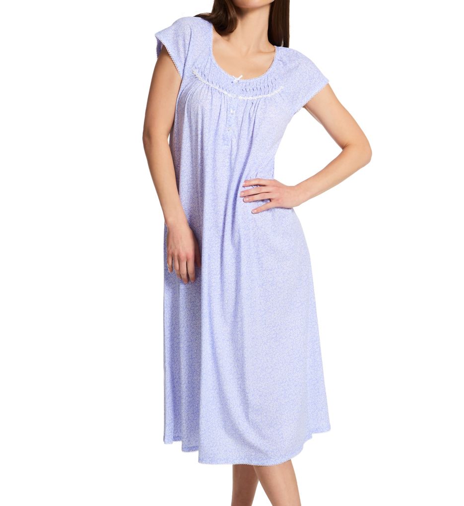 Silkyknit Periwinkle Leaves Short Sleeve Gown