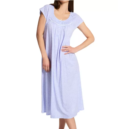 Miss Elaine Silkyknit Periwinkle Leaves Short Sleeve Gown 506403