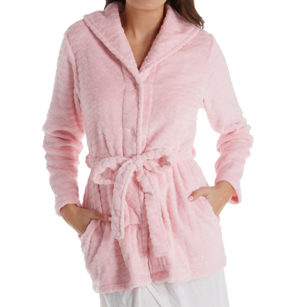 Cuddle Fleece Button Front Bed Jacket-fs