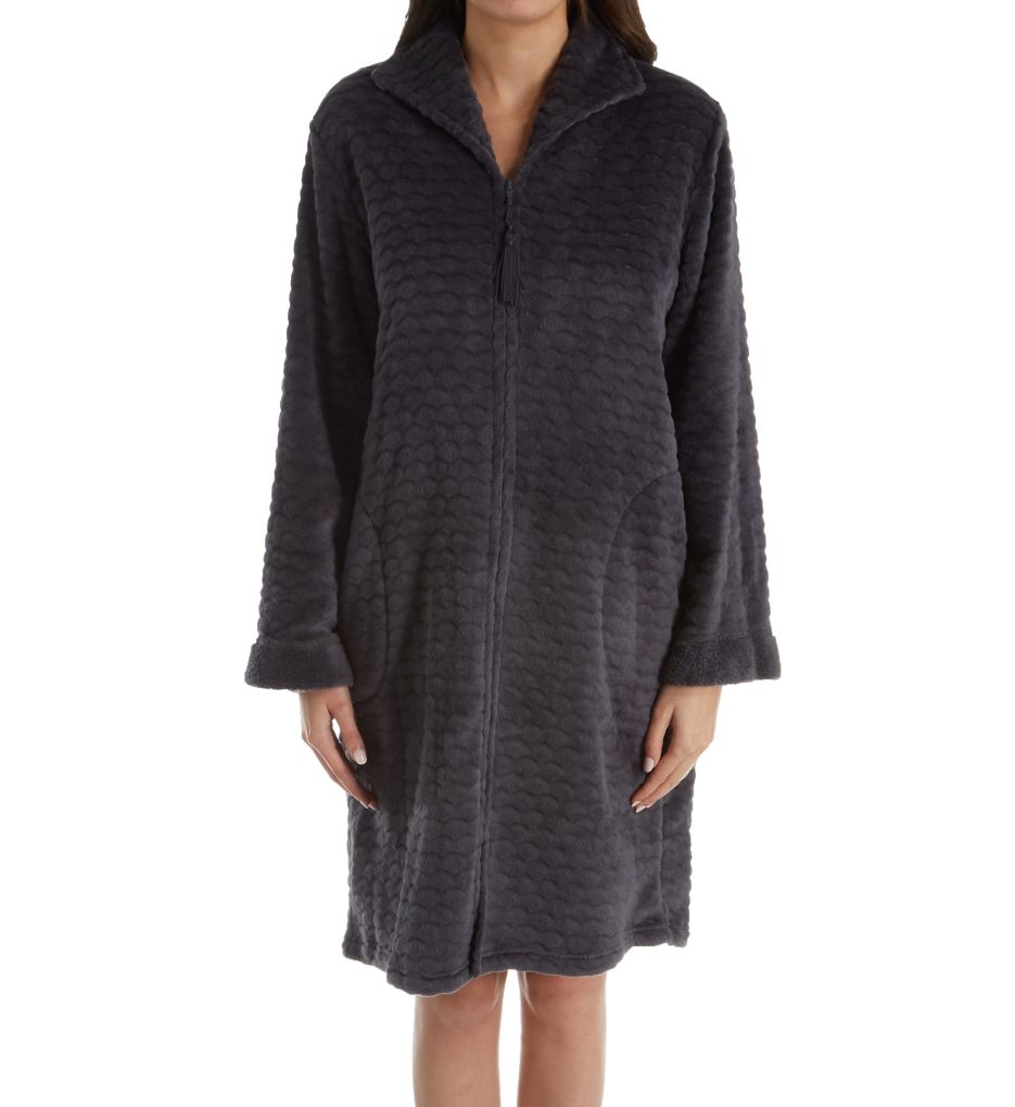 Cuddle Fleece Short Zip Robe-fs