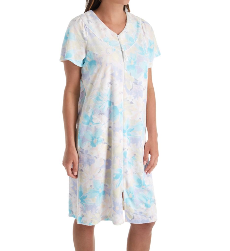 Terry Floral Short Zip Robe-gs
