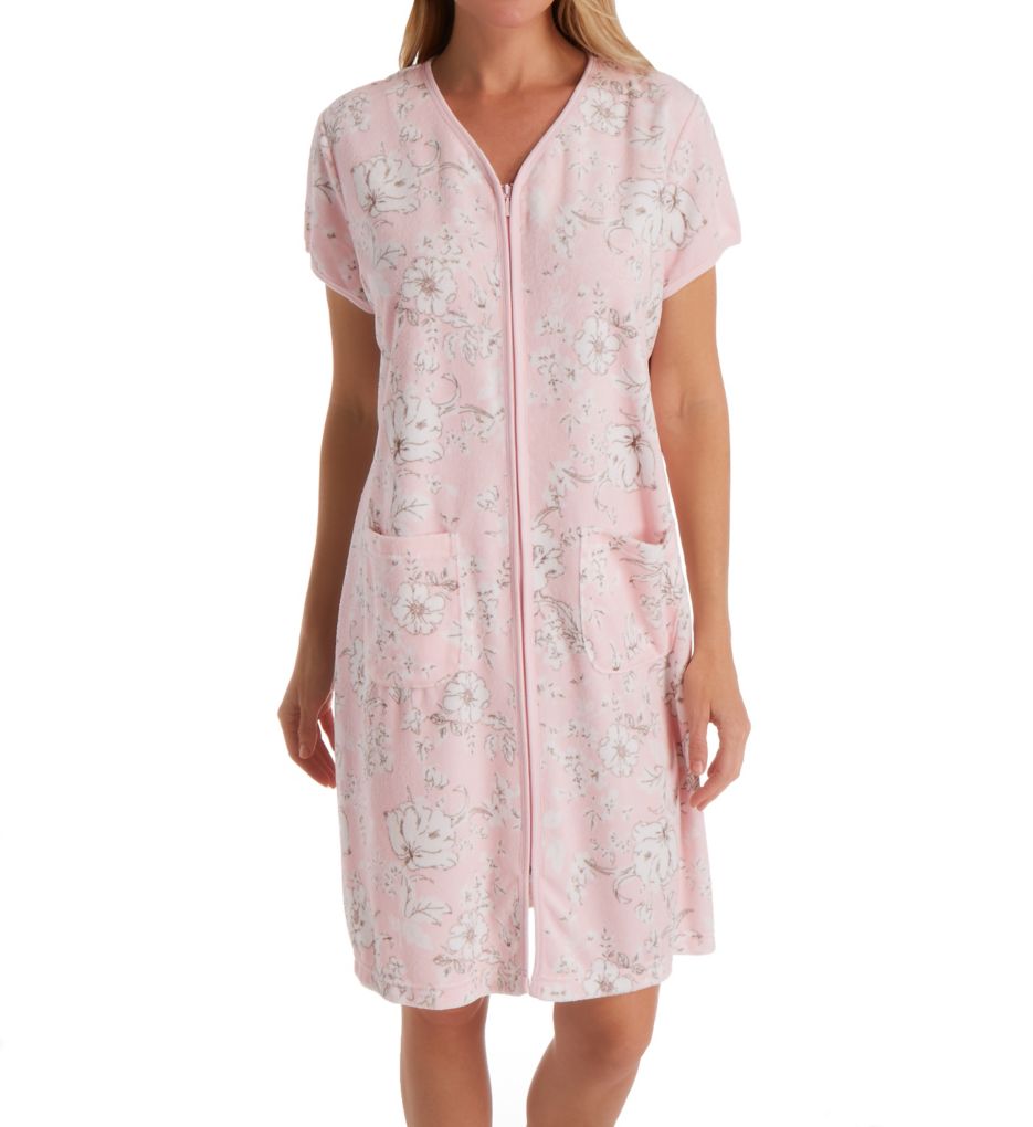 Terry Short Zip Front Robe-fs