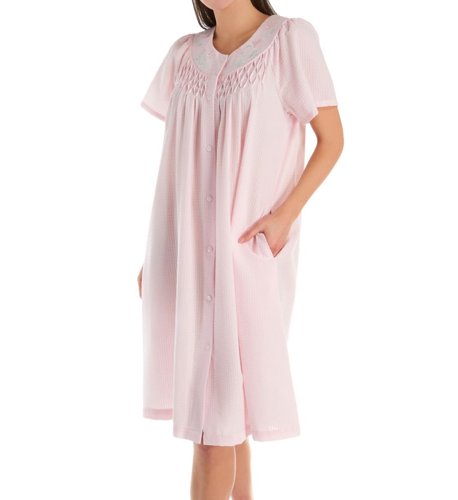 Seersucker Short Snap Front Robe