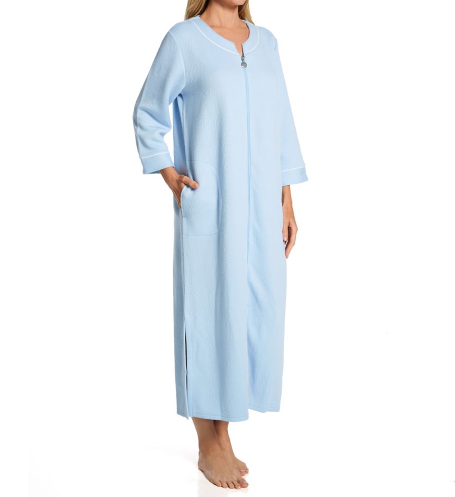 Quilt-in-Knit Long Sleeve Long Zip Front Robe