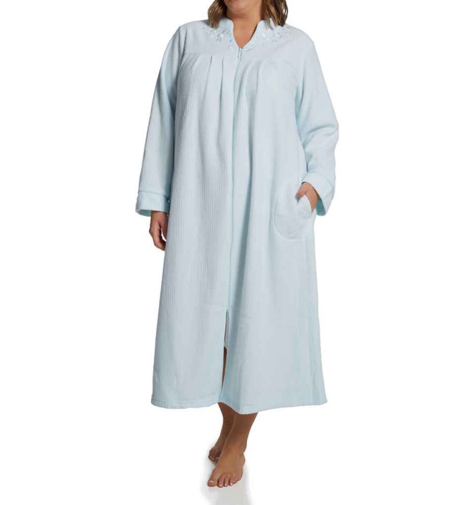 Brushed Back Terry L/S Zip Front Robe-cs6