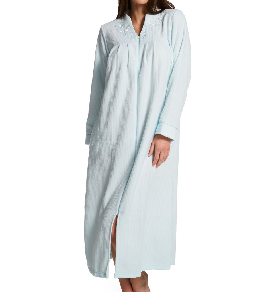 Brushed Back Terry L/S Zip Front Robe-fs