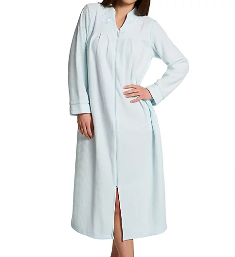 Miss Elaine Brushed Back Terry L/S Zip Front Robe 866003