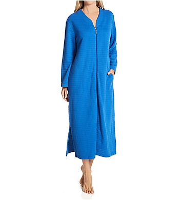 Miss Elaine Quilt-in-Knit Long Zip Robe
