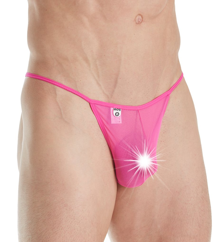 MOB Eroticwear MBL07 Tulle T-Back Thong (Hot Pink)