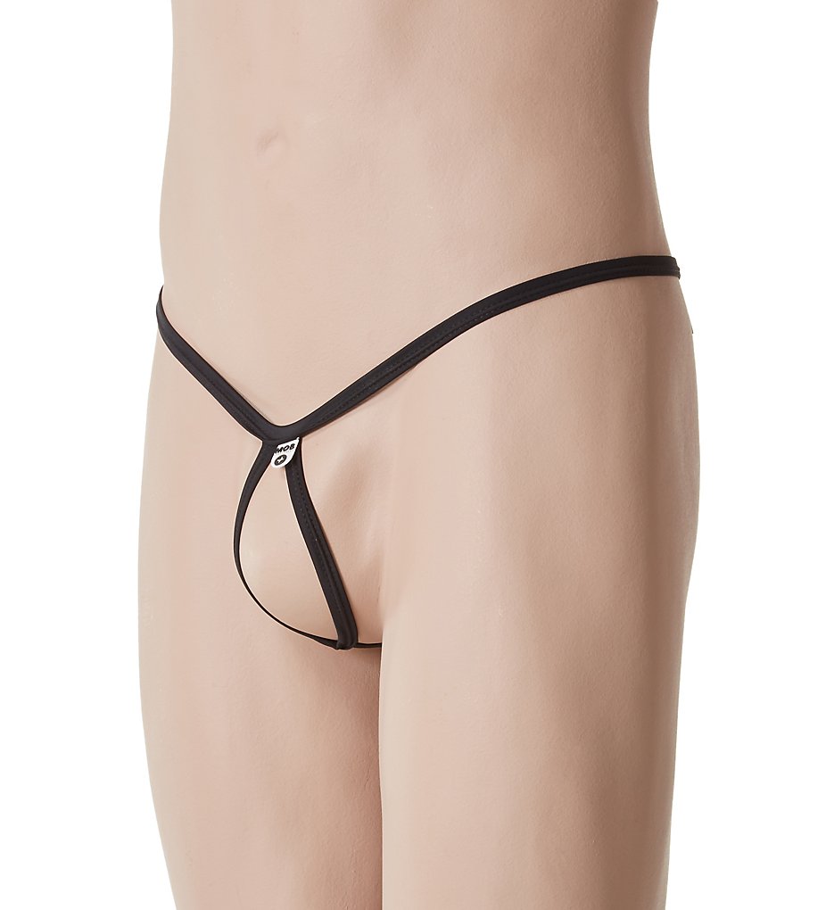 MOB Eroticwear MBL24 Open Tear Drop G-String (Black)