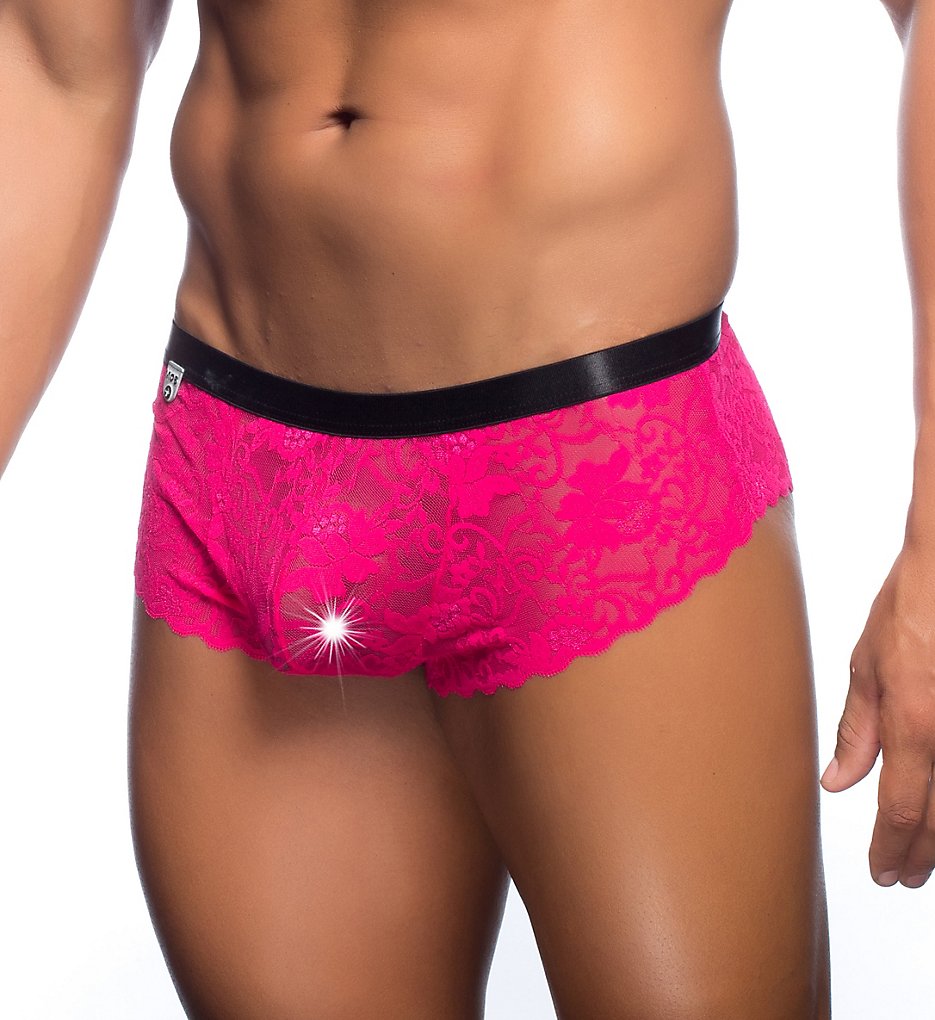 MOB Eroticwear MBL28 Lace Cheeky Boy Short (Hot Pink)