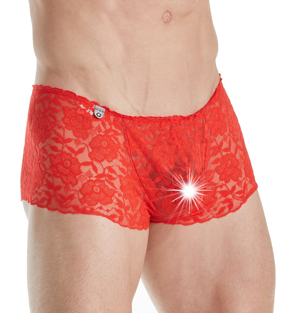 MOB Eroticwear MBL31 Lace Open Back Sexy Trunk (Red)