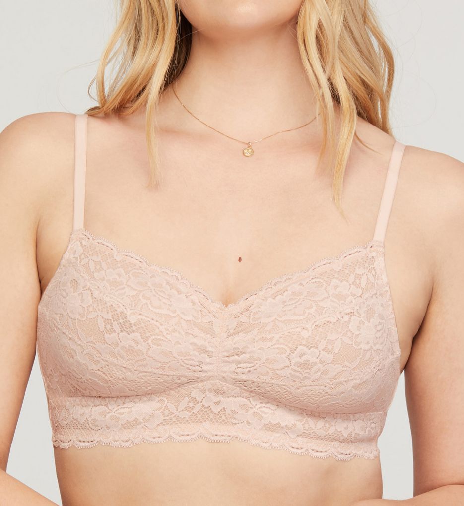 Mesh and Scalloped Lace Bralette - Soft yellow