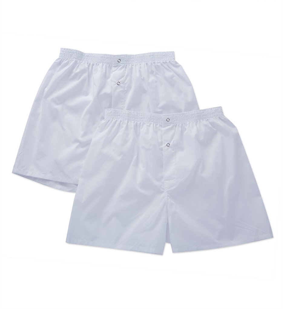 Munsingwear KNOMW580 Cotton Woven Solid Button Fly Grip Boxer - 2 Pack (White)