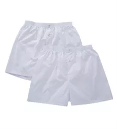 Cotton Woven Solid Button Fly Grip Boxer - 2 Pack WHT 3XL