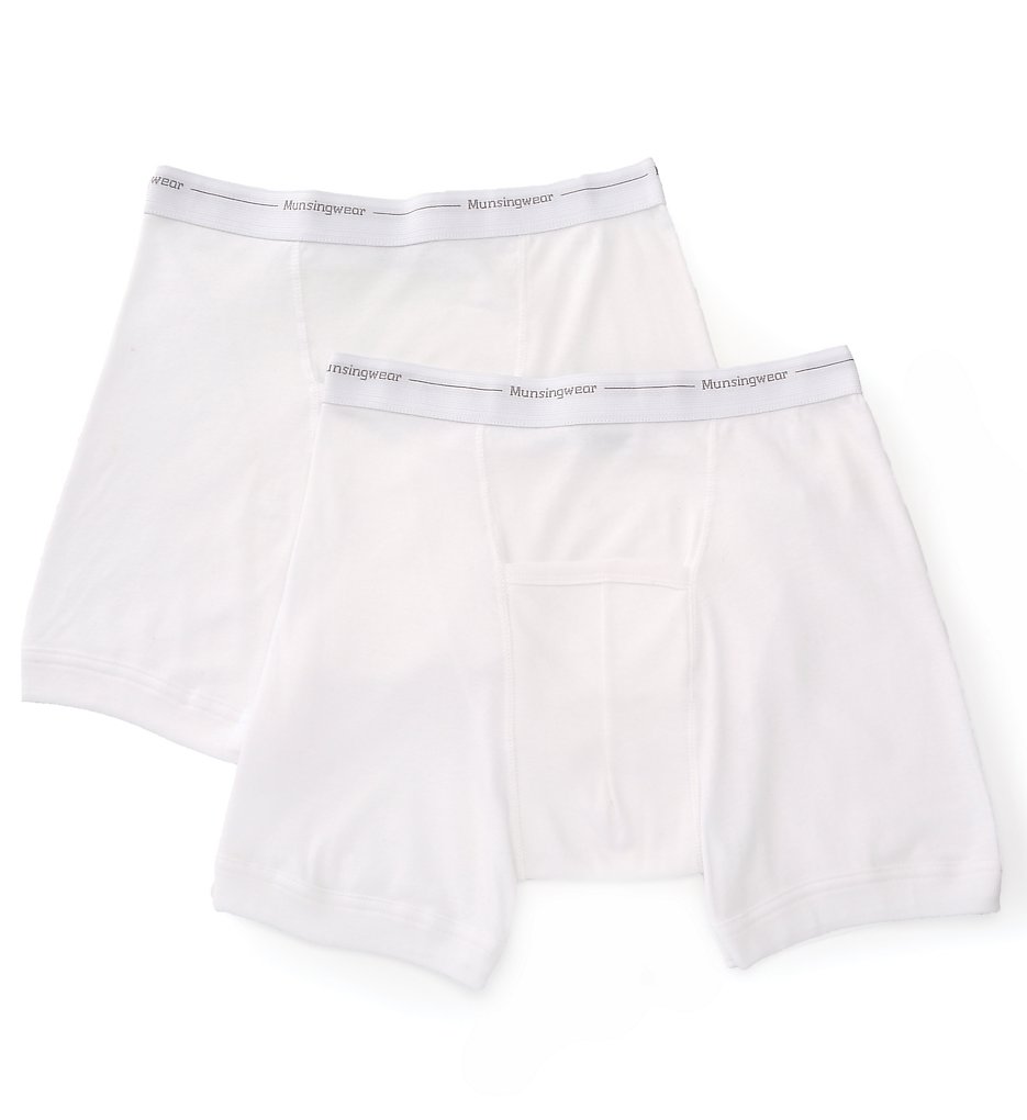 Munsingwear MW07 Comfort Cotton Kangaroo Pouch Boxer Briefs - 2 Pack (White)