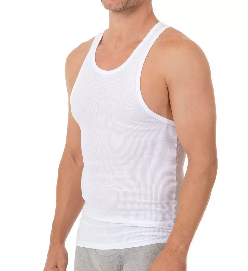 100% Cotton Athletic Tank - 3 Pack WHT S