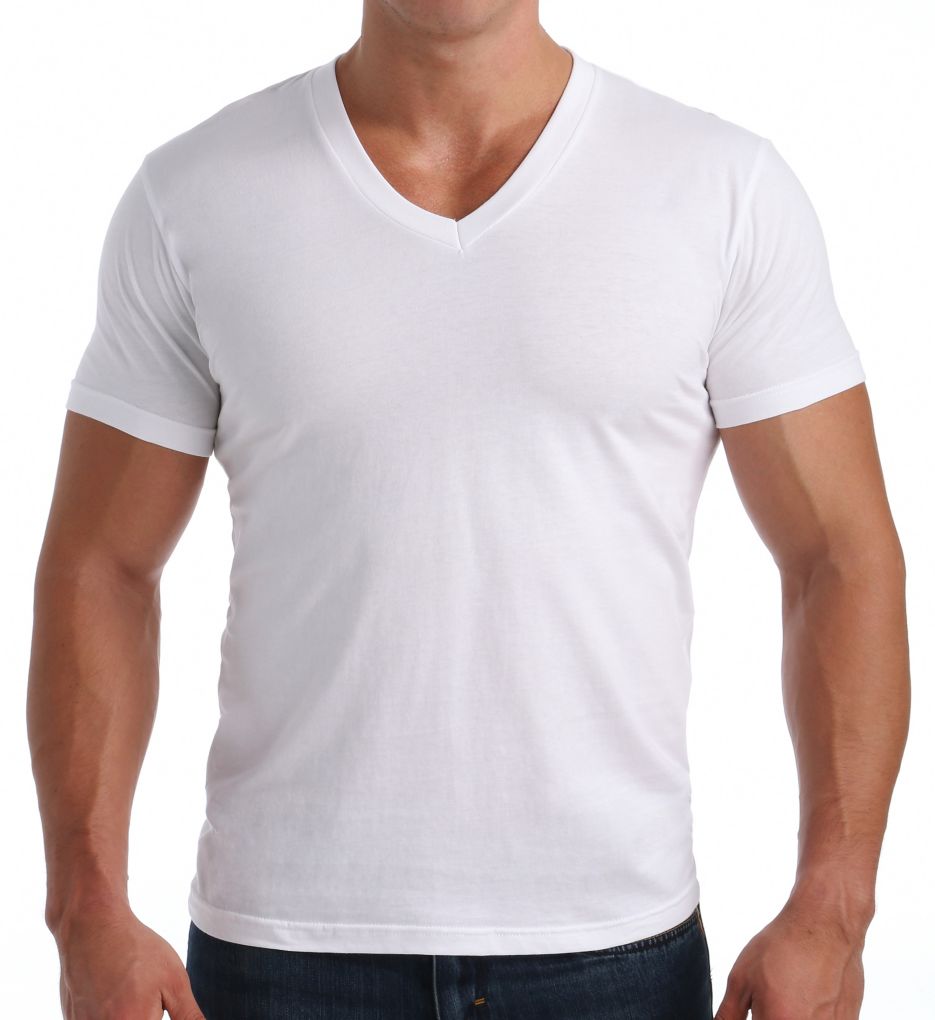 Big Man 100% Cotton V-Neck Shirt - 2 Pack-fs