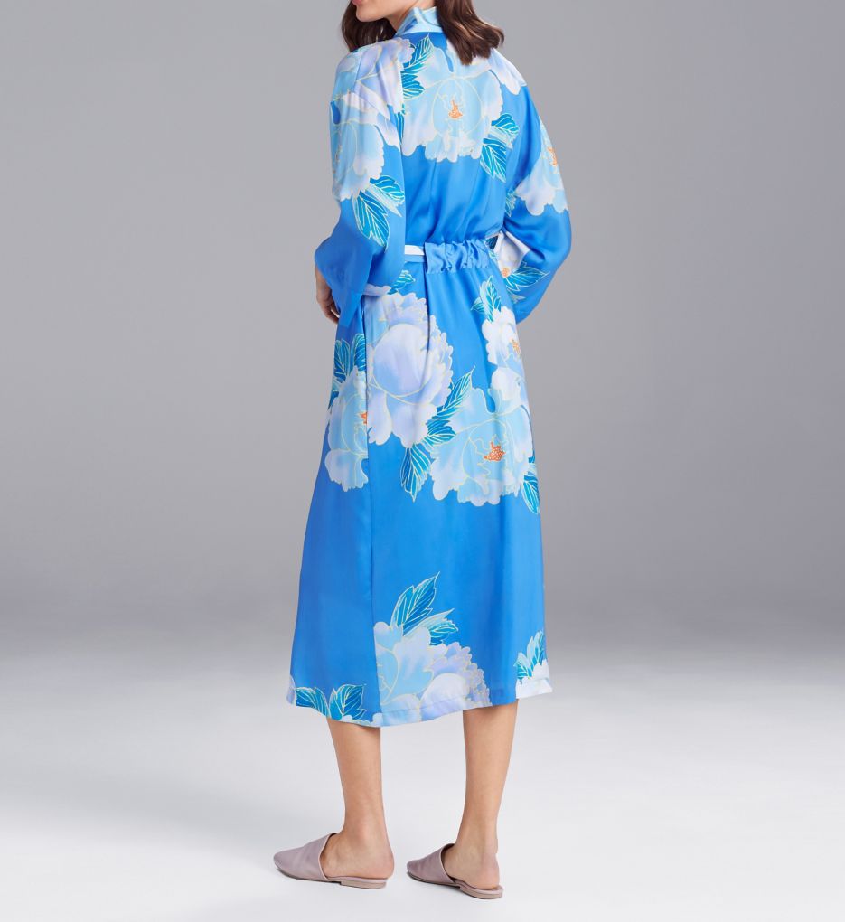 Peony Blossom Printed Silky Satin Robe-bs