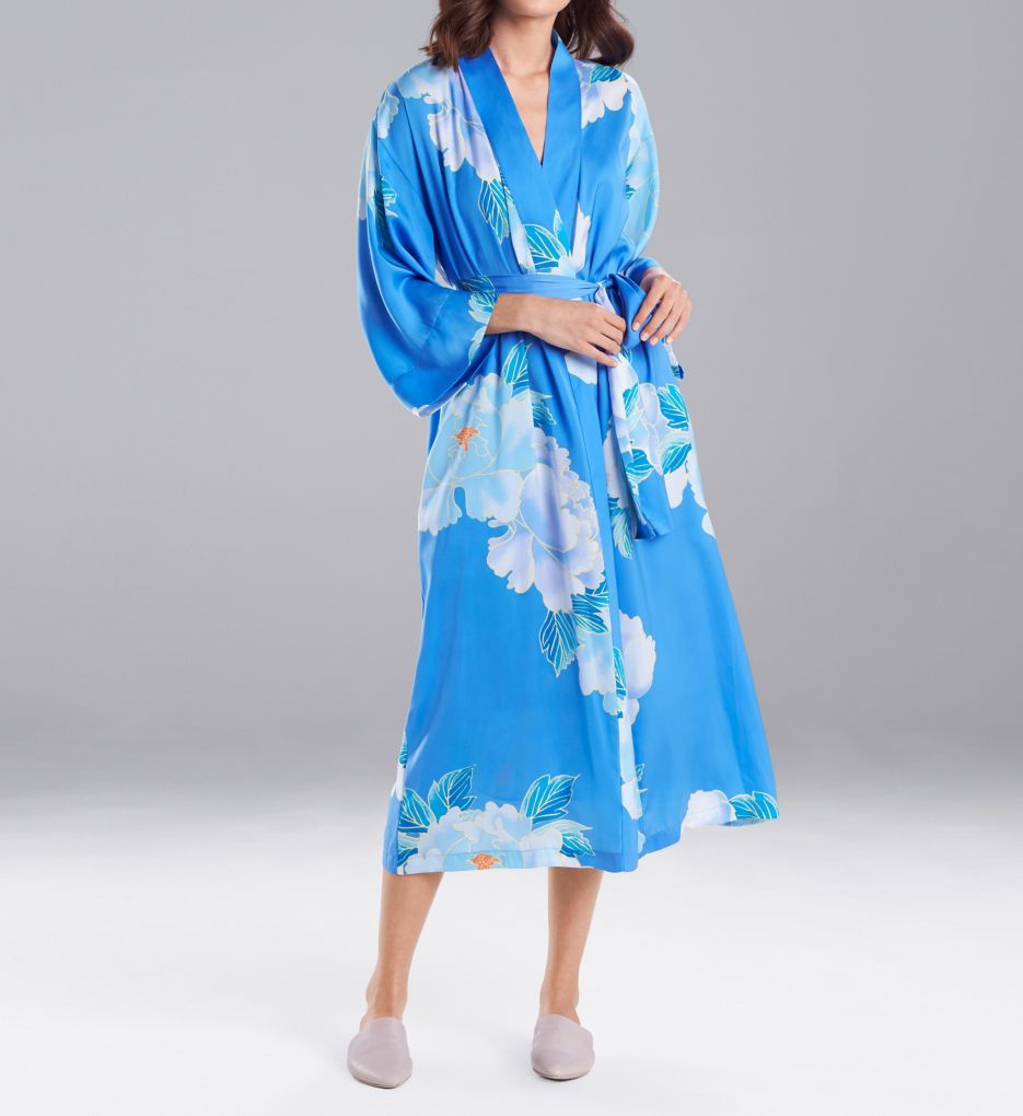 Peony Blossom Printed Silky Satin Robe