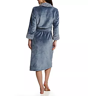 Plush Lynx Fleece Robe Blue Granite L