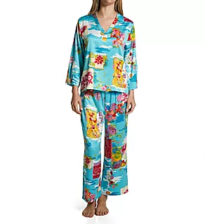 Pacifica V-Neck PJ Set Pacific Teal Multi L