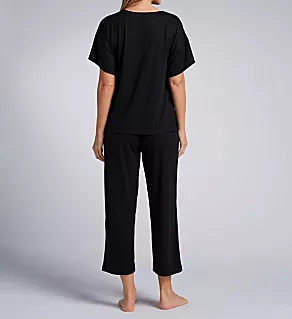 Soothe Rib Knit PJ Set Black Knit S
