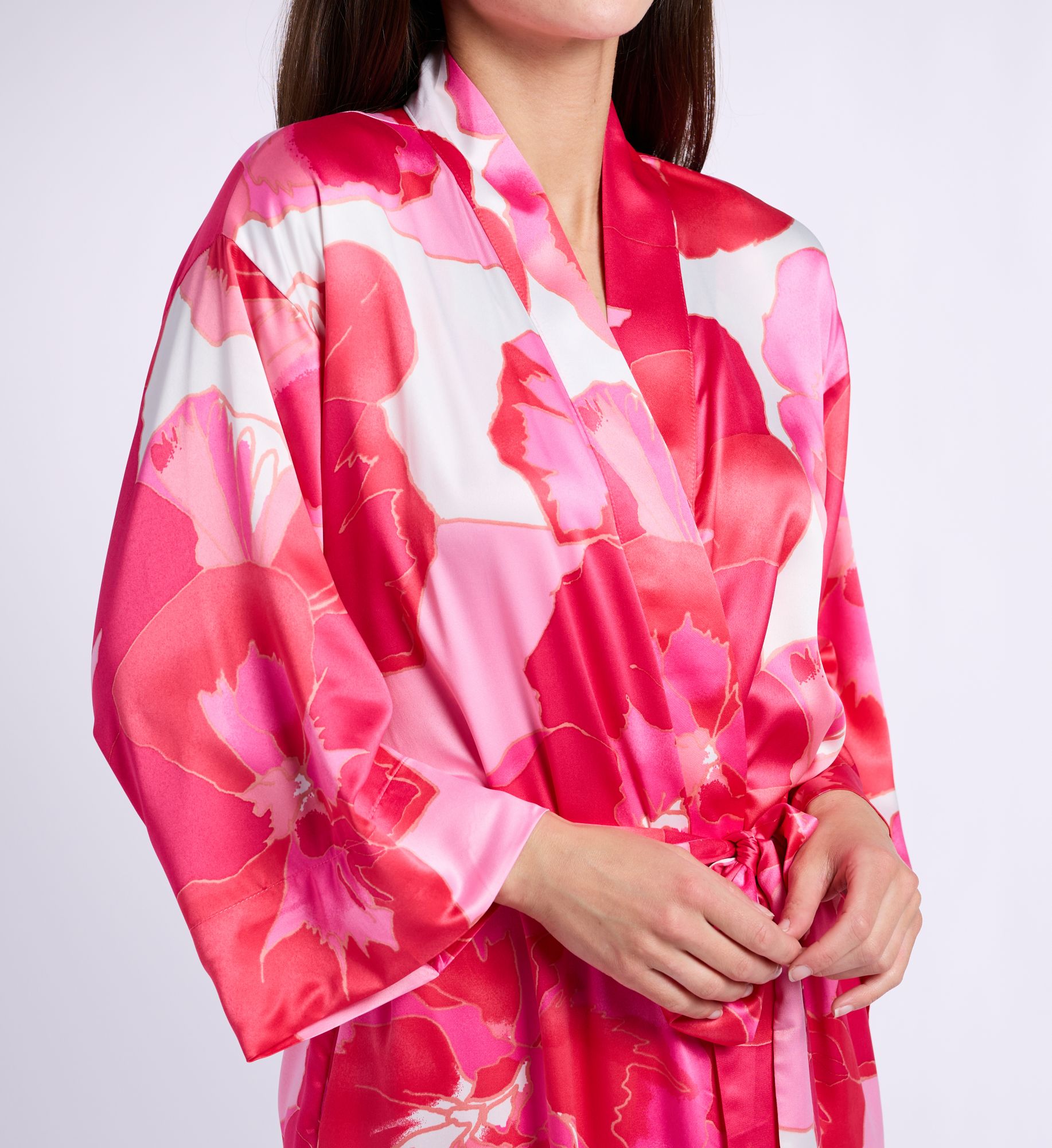 Back Image Front Image Main Image N by Natori Floria Printed Satin Robe XC4024