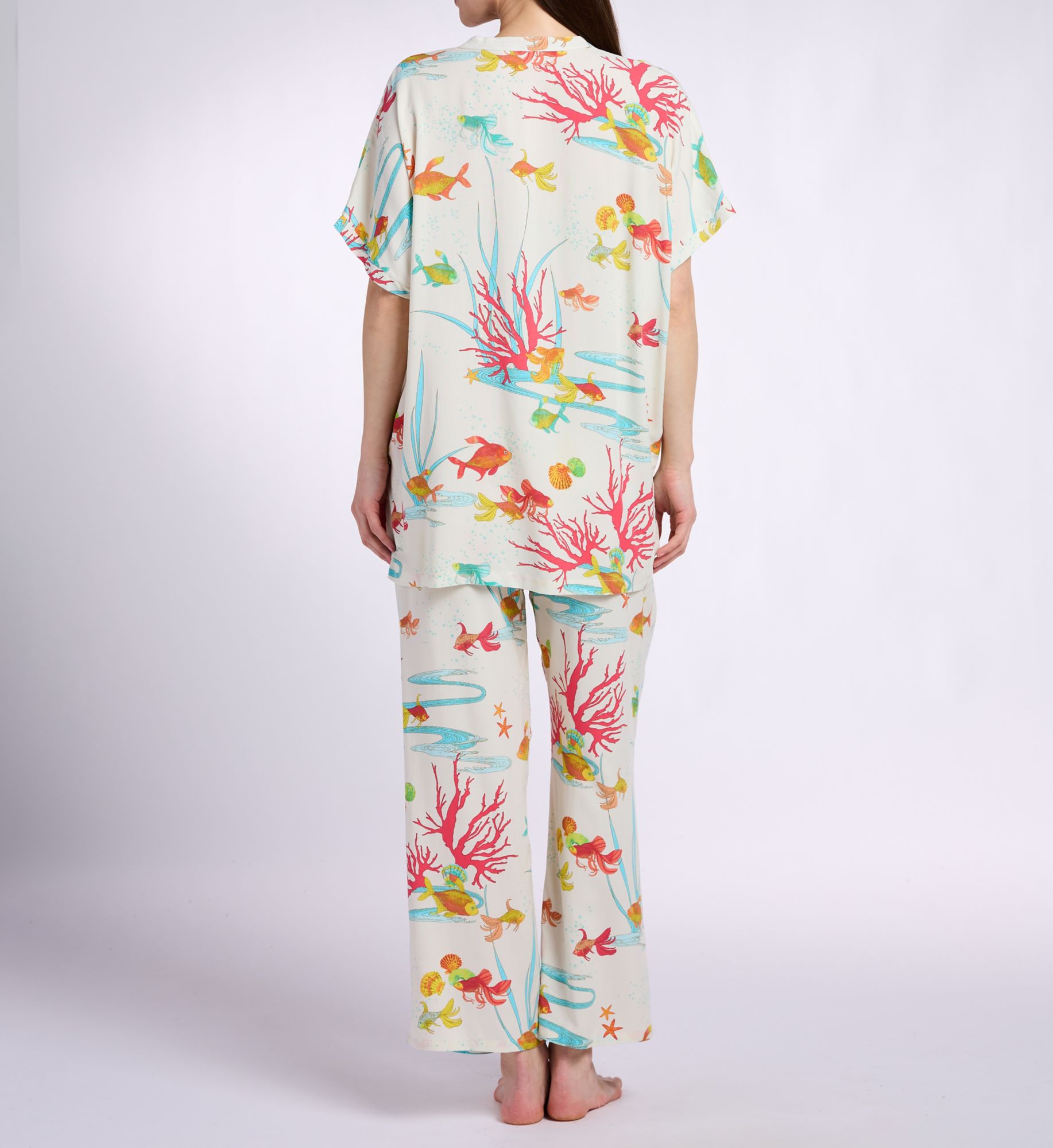 N by Natori Oceans Embrace Printed Challis Mandarin PJ Set XC6049 - Image 2