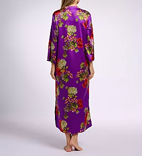 Back view of Crysanthe Printed Satin Zip Caftan