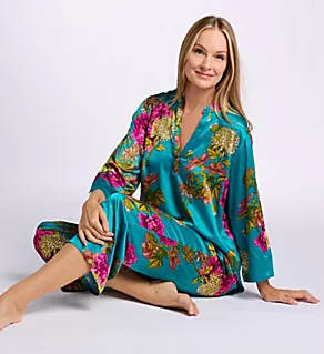 Front view of Crysanthe Satin Mandarin PJ Set