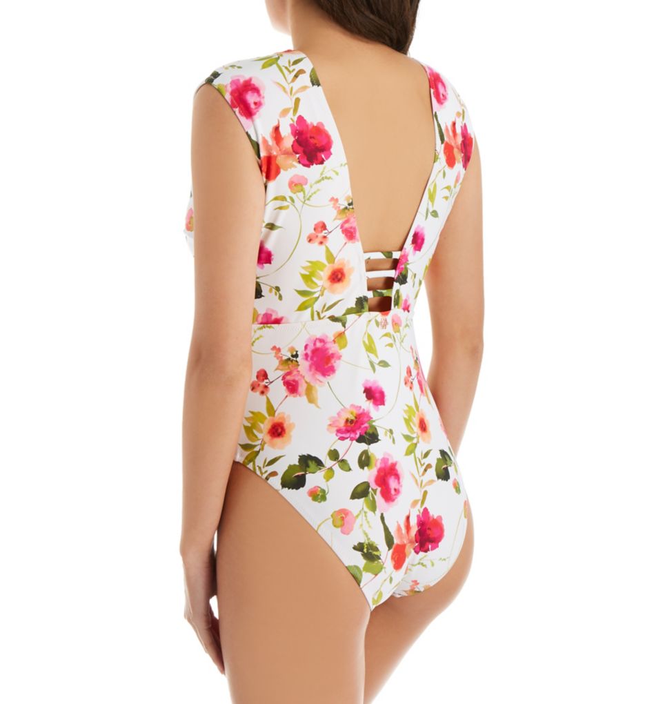 Nanette Lepore Silk Blossoms-White Priya One Piece Swimsuit L011026N