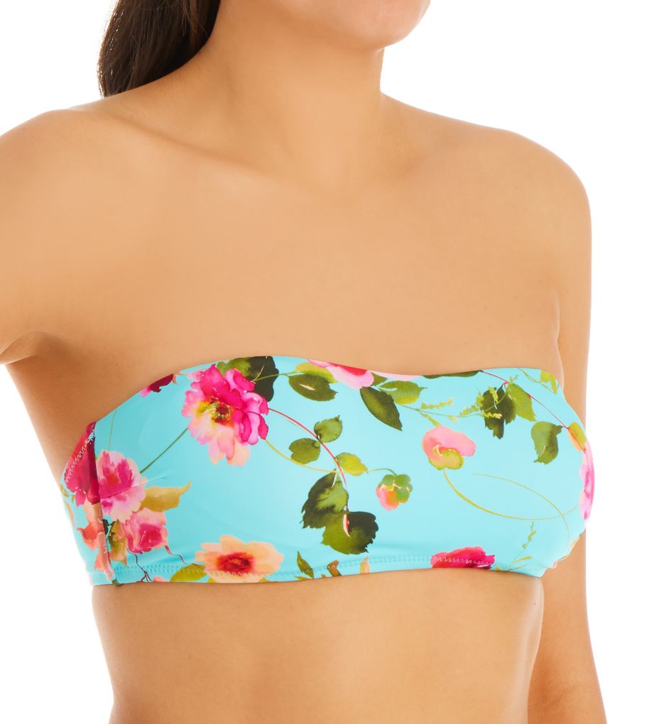 Silk Blossoms-Aqua Brielle Bandeau Swim Top-gs