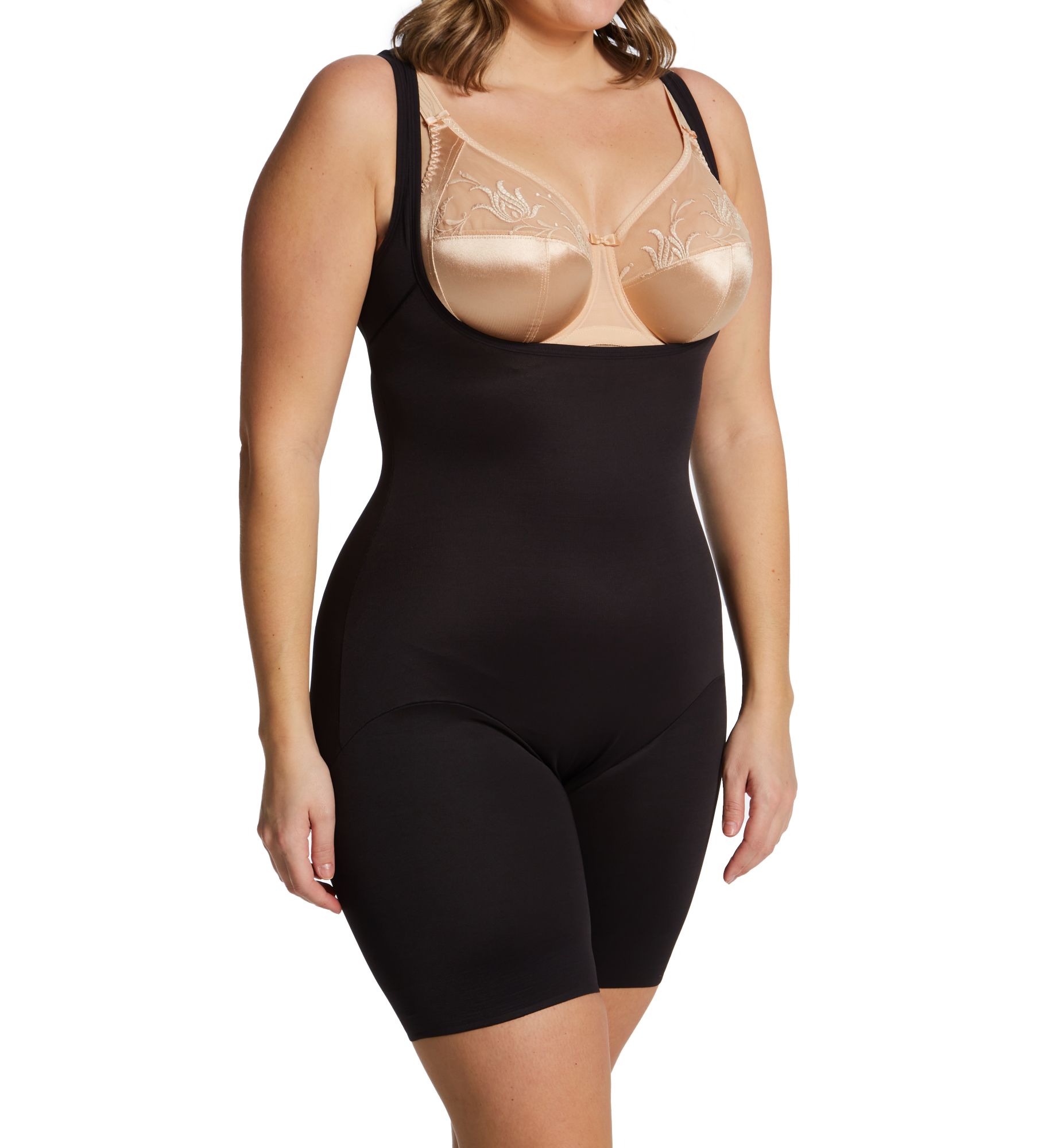 Naomi & Nicole Plus Size Comfort Thigh Slimming Torsette Black 3X  - Image 1