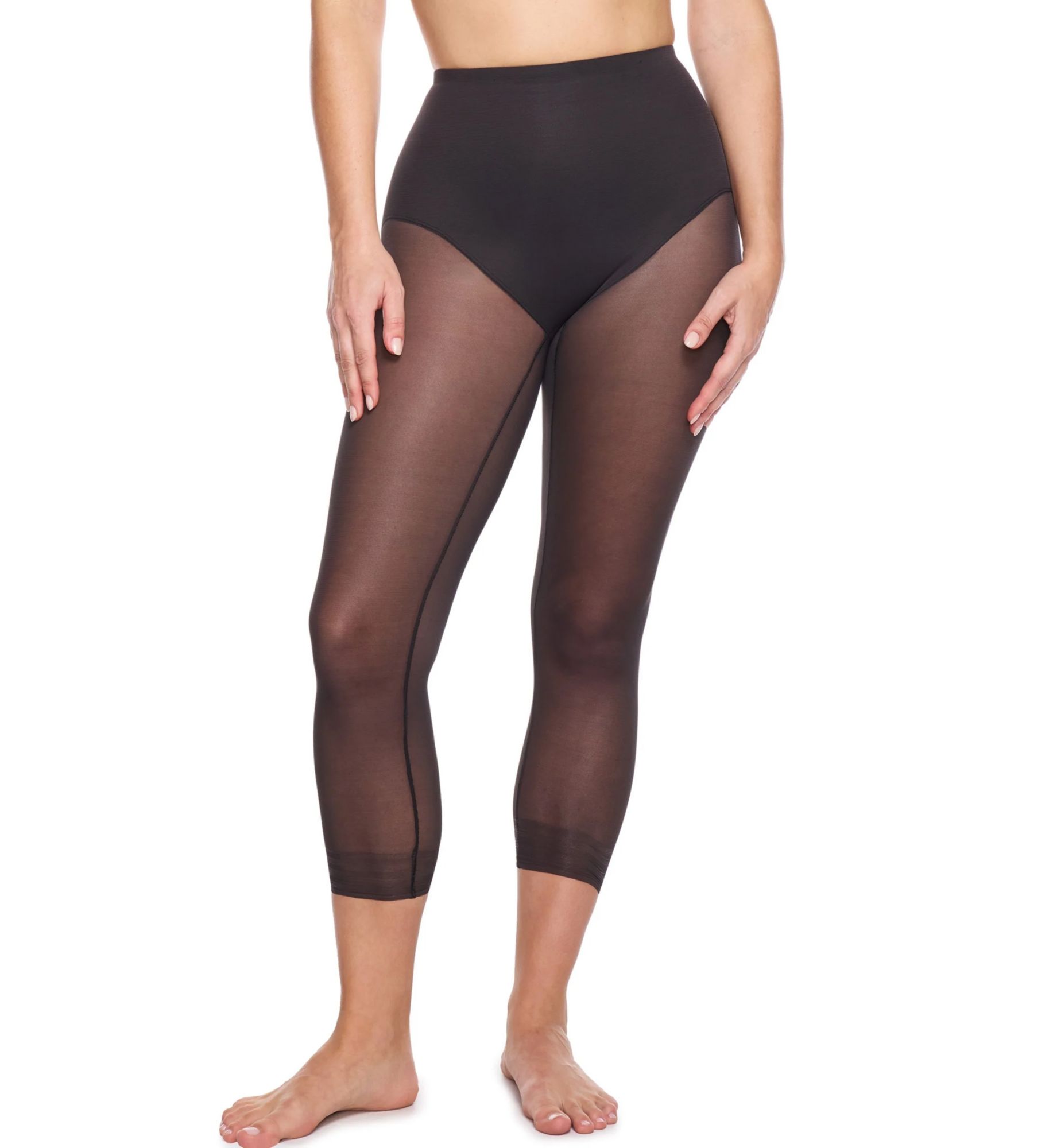 Naomi & Nicole Sheer Rear Lifting Capri Pantliner Black 2X  - Image 1