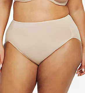 Plus Size No Show, No Lines Hi-Cut Brief Panty Warm Beige 1X