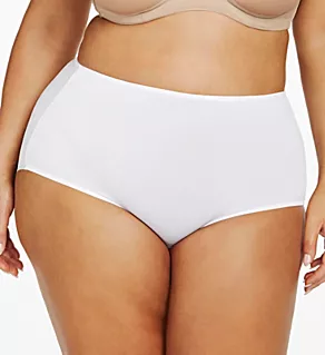 Plus Size No Show, No Lines Hi-Cut Brief Panty White 1X