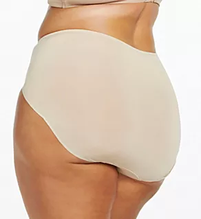 Plus Size No Show, No Lines Hi-Cut Brief Panty Warm Beige 1X