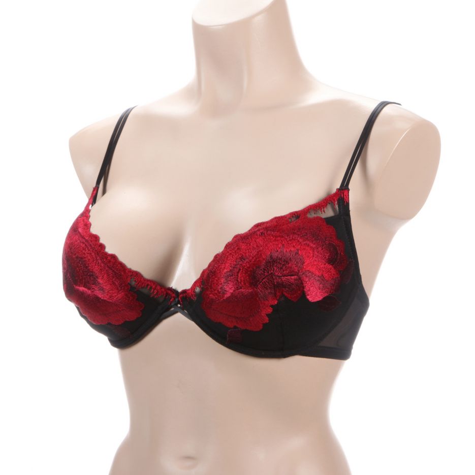 Rhonda Shear Satin & Lace Padded Divided Cup Wire Free Bra