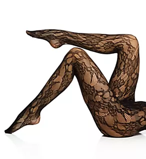 Lace Cut Out Net Tights Black L