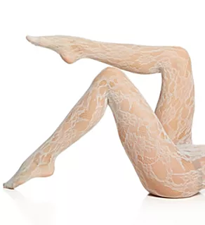 Lace Cut Out Net Tights Ivory L