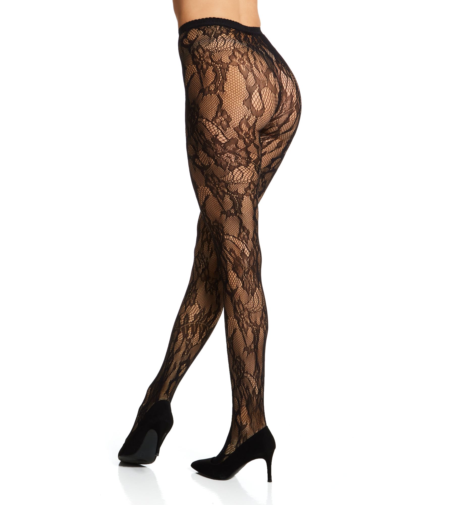 Natori Lace Cut Out Net Tights Black L  - Image 2
