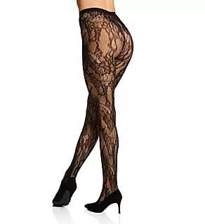Lace Cut Out Net Tights Black L