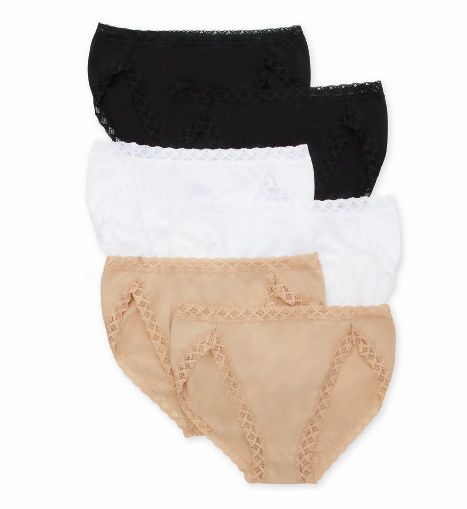 Natori Women's Bliss Cotton French Cut Panty - 6 Pack in Black/Cafe/White | Size Small | HerRoom.com