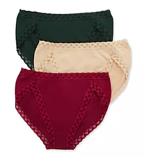Bliss Cotton French Cut Panties - 3 Pack Cherry/Forest/Cafe XL