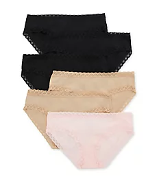 Bliss Girl Brief Panty - 6 Pack Black/Cafe/Blush Pink XL