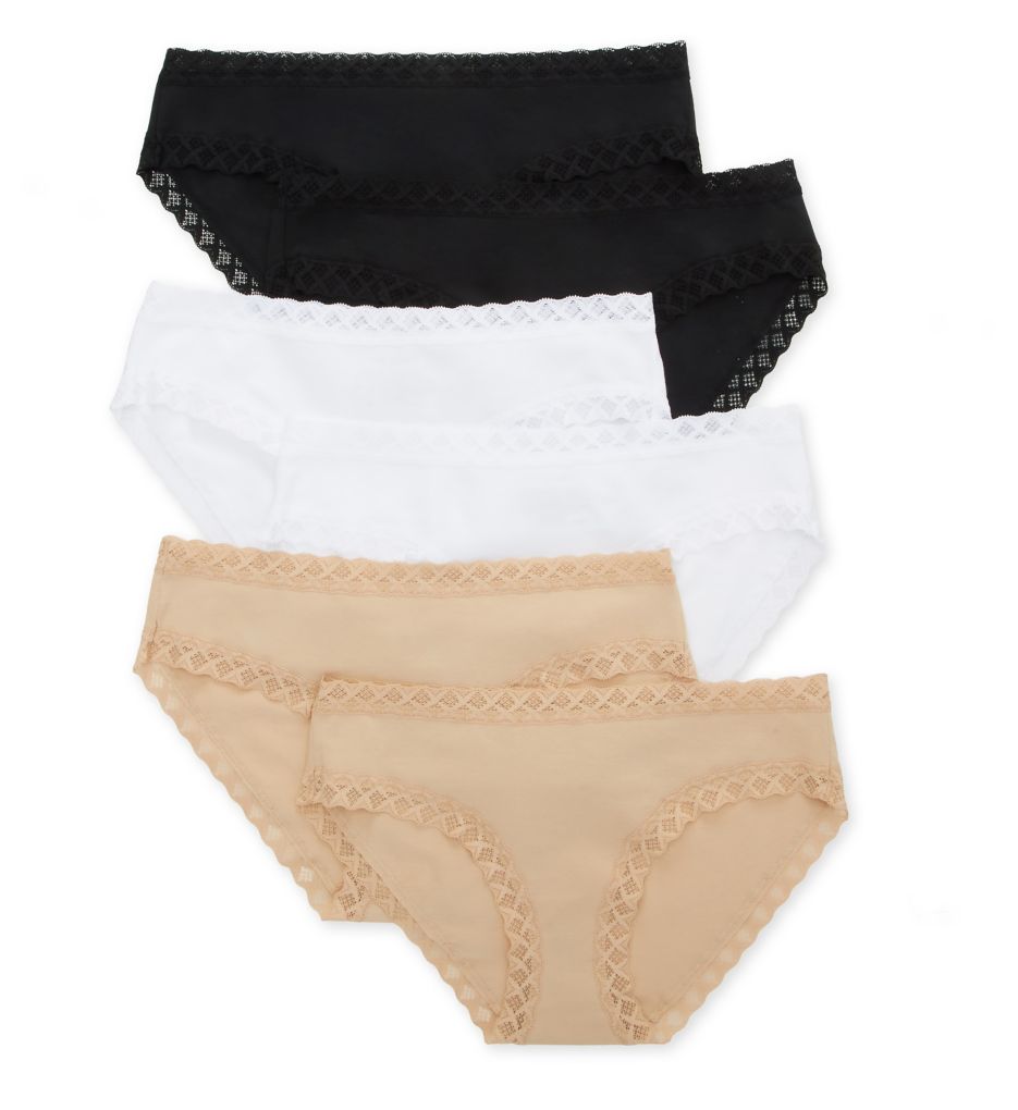 Natori Women's Bliss Cotton Girl Brief Panty - 6 Pack in Black/Cafe/White | Size XL | HerRoom.com