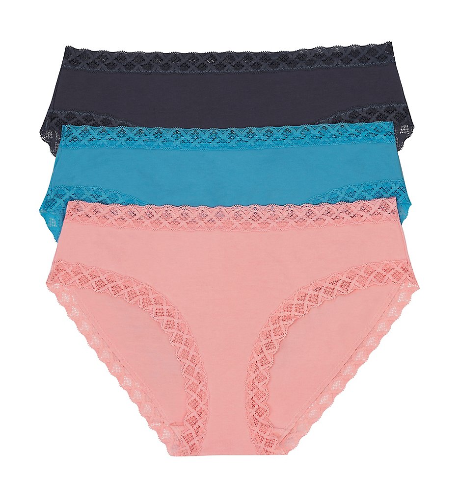Natori : Natori 156058P Bliss Girl Brief Panties - 3 Pack (Navy/Lake/Peach Pink XS)