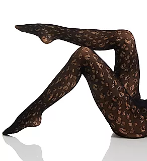Leopard Net Tights Black L