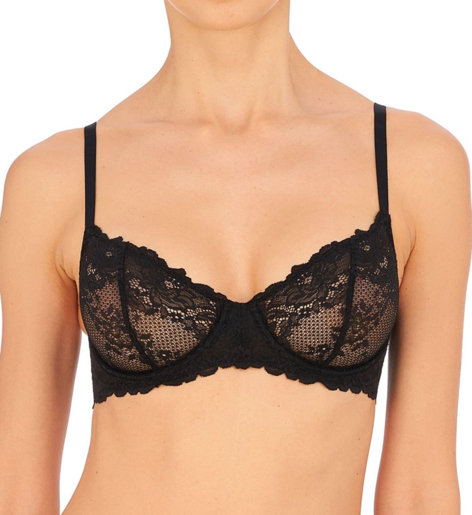 Adore Me Bra 34D Underwired Lace Balconette Unpadded Sheer Black